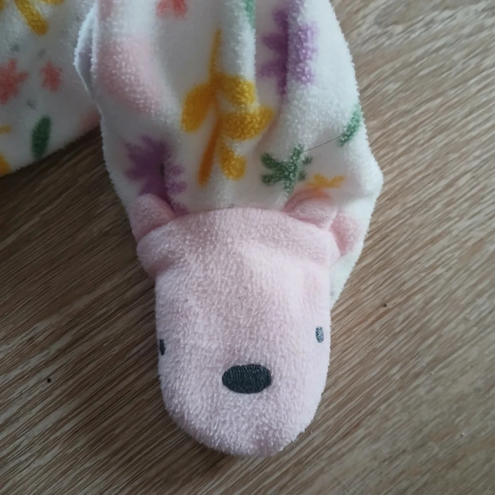 Simple Joys Carter's Girl’s Floral Pink Purple Footies Fleece Sleeper Sz 3-6 M